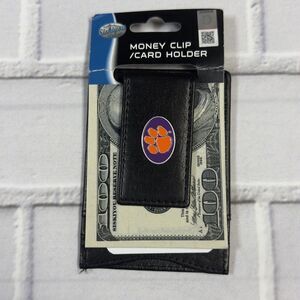 Clemson Tigers Money Clip Card & Cash Holder Fine Leather NCAA Licensed